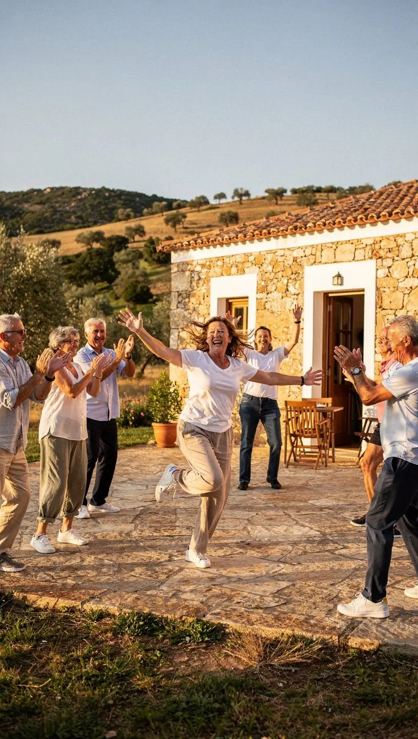 Seniors enjoying dance at a social meetup event.